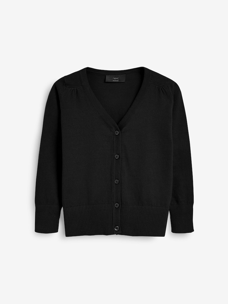 Black Cotton Rich School V-Neck Cardigan (3-16yrs) - Image 7 of 9