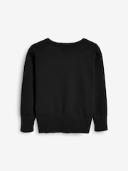 Black Cotton Rich School V-Neck Cardigan (3-16yrs) - Image 8 of 8