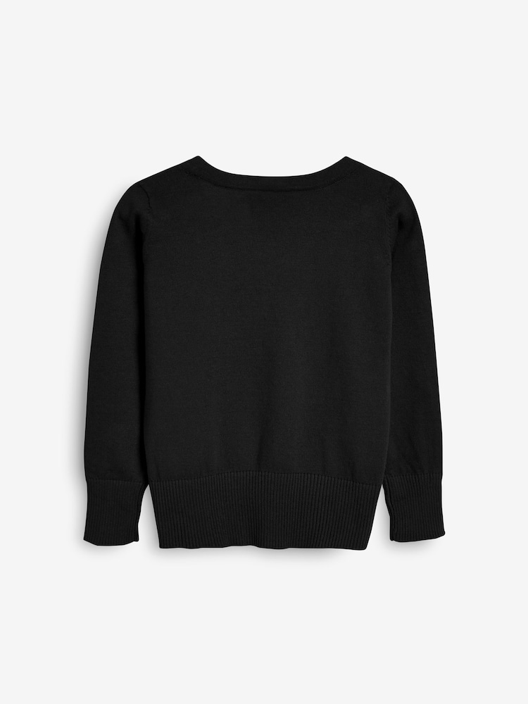Black Cotton Rich School V-Neck Cardigan (3-16yrs) - Image 8 of 8