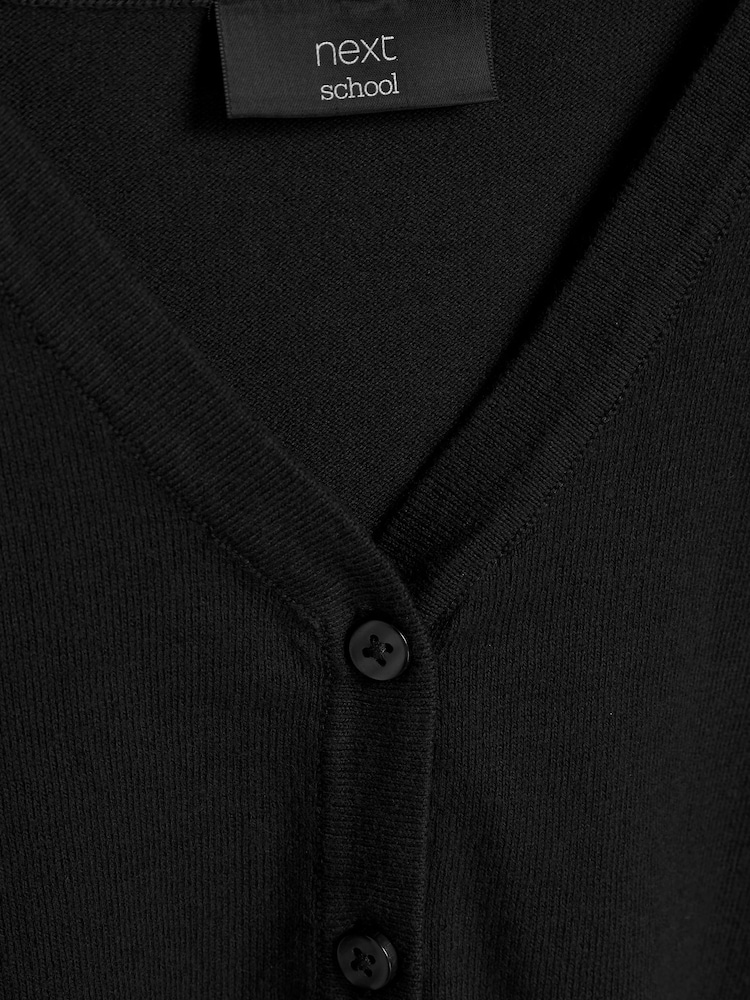 Black Cotton Rich School V-Neck Cardigan (3-16yrs) - Image 9 of 9