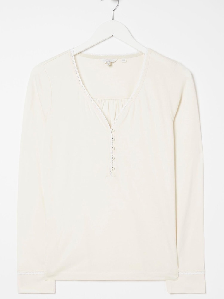 FatFace Cream Henley Top - Image 4 of 4