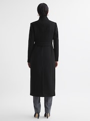 Reiss Black Mischa Petite Tailored Wool Blend Longline Coat - Image 4 of 5