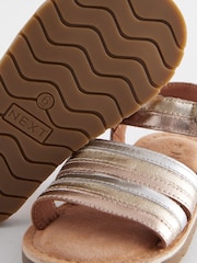 Gold Wide Fit (G) Leather Stripe Sandals - Image 5 of 5