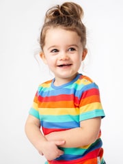 Frugi Red Rainbow Stripe Organic Cotton T-Shirt - Image 1 of 1
