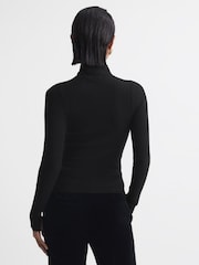 Reiss Black Rita Fitted Wool Blend Mesh Top - Image 5 of 5