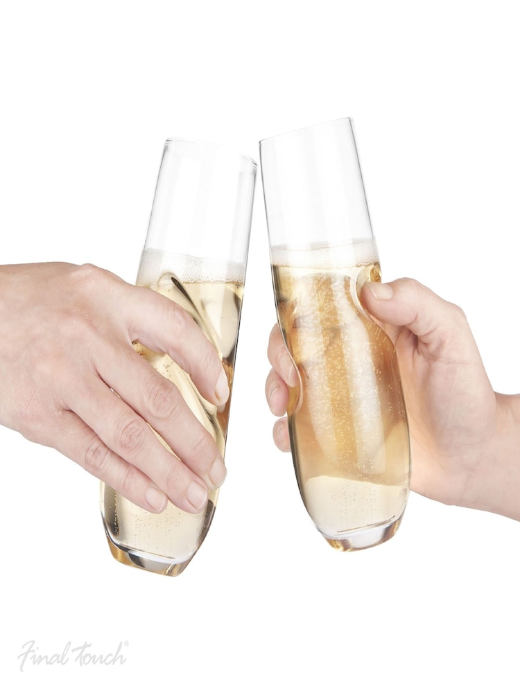 Jeray Clear Final Touch Set of 4 Bubbles Stemless Champagne Sp Glasses - Image 4 of 4