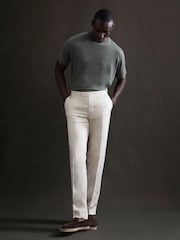 Reiss Fern Green Venice Linen Crew Neck T-Shirt - Image 3 of 5