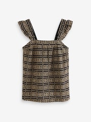 Black/Brown Broderie Frill Sleeve Embroidered Cami Top - Image 1 of 3