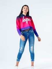 Hype. Black/Pink Fade Crop Hoodie - Image 3 of 4