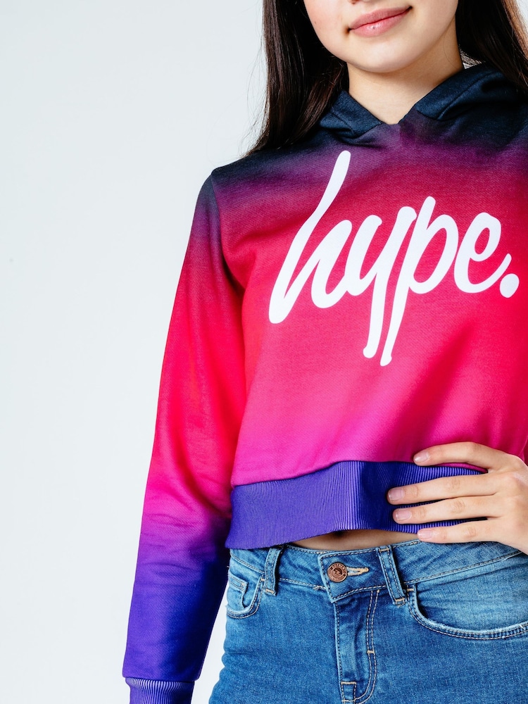 Hype. Black/Pink Fade Crop Hoodie - Image 4 of 4