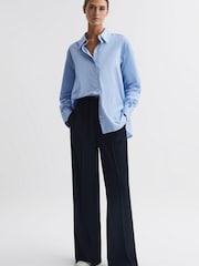Reiss Navy Rosalyn Petite Wide Leg Drawstring Trousers - Image 3 of 6