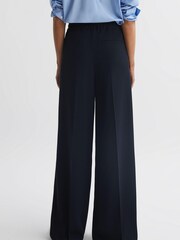 Reiss Navy Rosalyn Petite Wide Leg Drawstring Trousers - Image 4 of 6