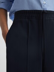 Reiss Navy Rosalyn Petite Wide Leg Drawstring Trousers - Image 5 of 6
