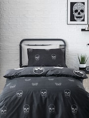 Catherine Lansfield Grey Skulls Reversible Duvet Cover Set - Image 2 of 4
