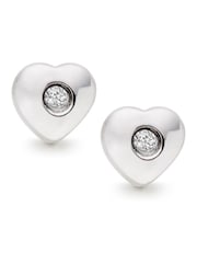 Beaverbrooks Children’s Mini B Silver Diamond Heart Earrings - Image 2 of 5