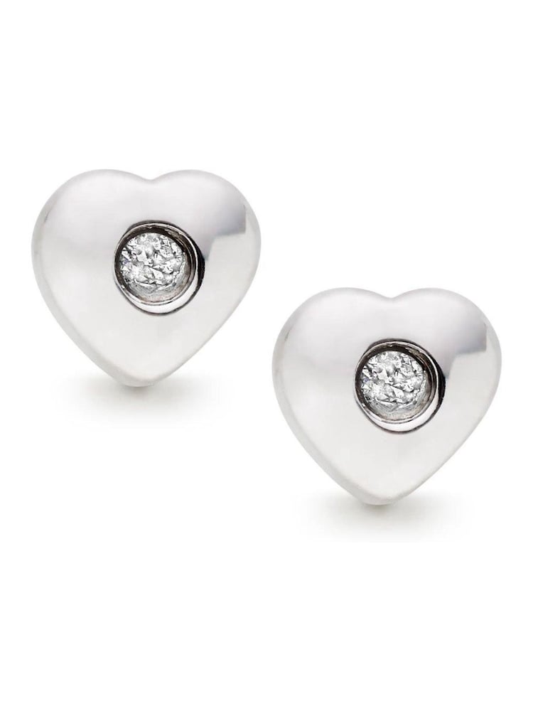 Beaverbrooks Children’s Mini B Silver Diamond Heart Earrings - Image 2 of 5