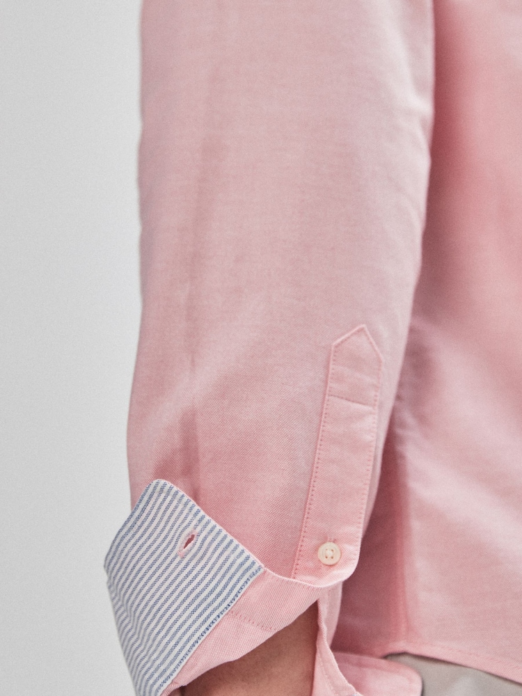 Pink Regular Fit Long Sleeve Oxford Shirt - Image 4 of 5