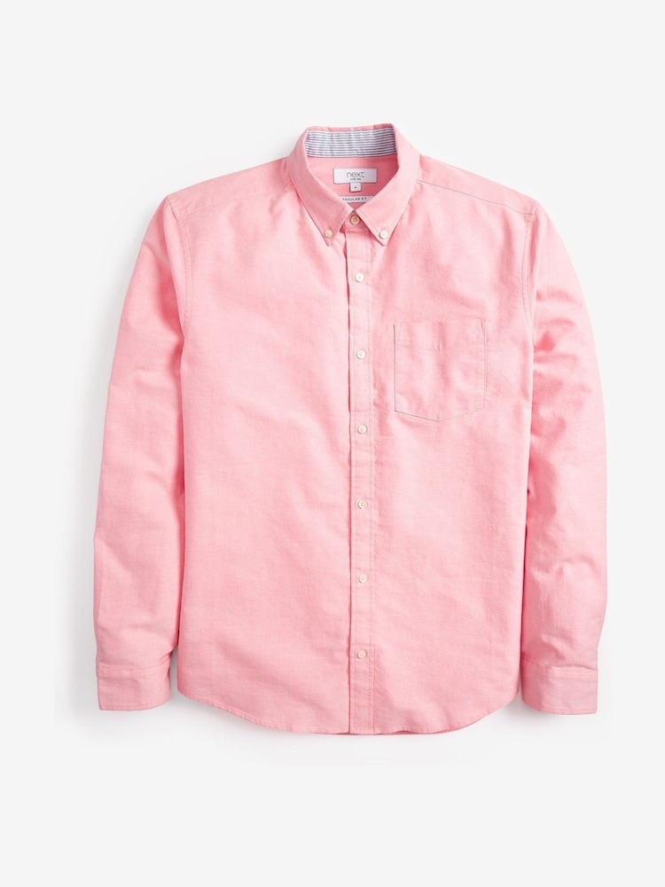 Pink Regular Fit Long Sleeve Oxford Shirt - Image 5 of 5