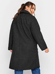 Yours Curve Black Boucle Biker Coat - Image 2 of 4