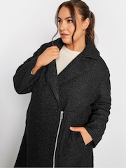Yours Curve Black Boucle Biker Coat - Image 4 of 4