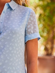 Sosandar Blue Short Sleeve Dobby Shirt - Image 5 of 5