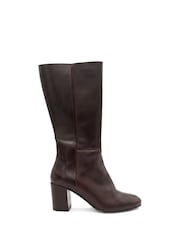 Jones Bootmaker Brown Leather Eirith Block Heel Smart Leather Long Boots - Image 4 of 6