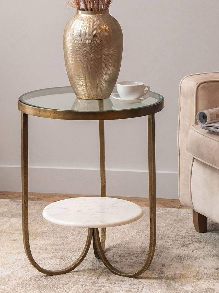 Libra Interiors Gold Nolita Iron Side Table - Image 1 of 2