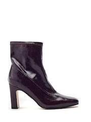Moda in Pelle Red Padra Square Toe Block Heel Ankle Boots - Image 1 of 4