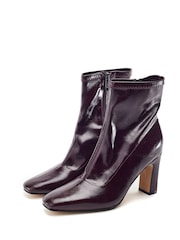Moda in Pelle Red Padra Square Toe Block Heel Ankle Boots - Image 2 of 4