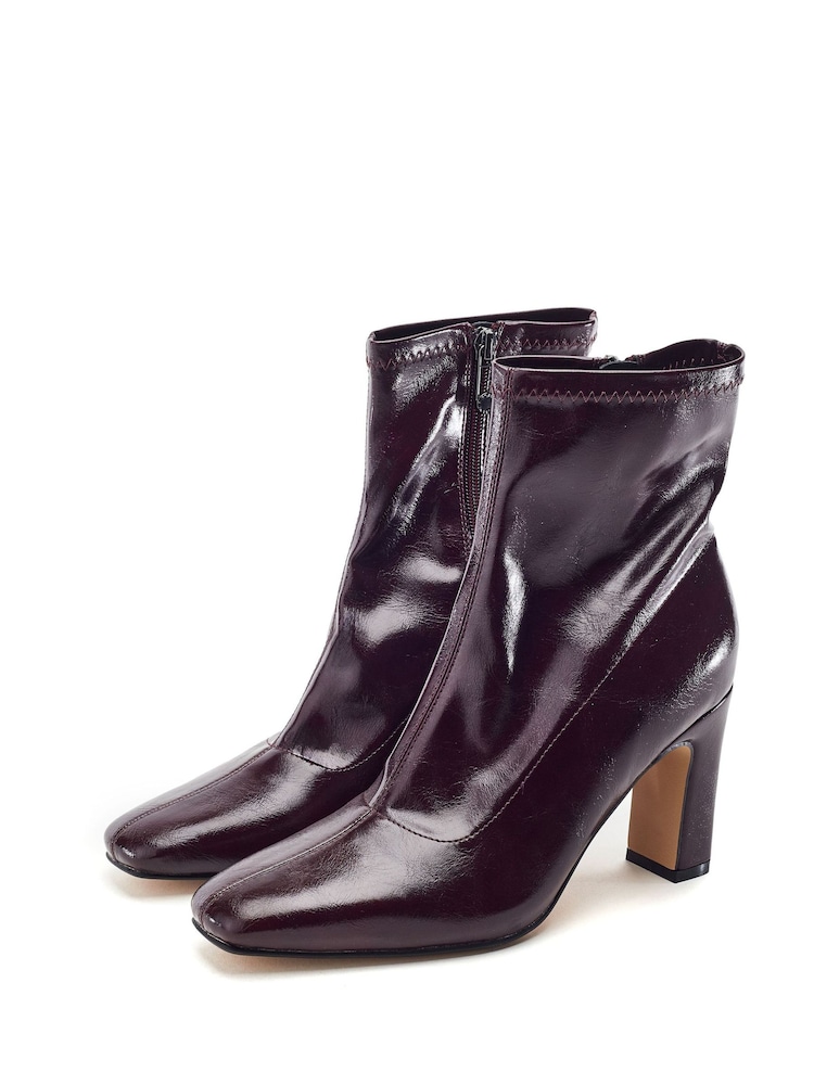 Moda in Pelle Red Padra Square Toe Block Heel Ankle Boots - Image 2 of 4 Moda in Pelle Red Padra Square Toe Block Heel Ankle Boots - Image 2 of 4