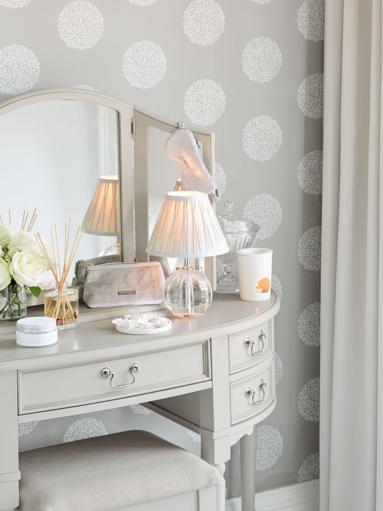 Laura Ashley Dove Grey Clifton Dressing Table and Stool Set - Image 1 of 5