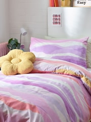 Multi Ombre Wave Printed Polycotton Duvet Cover and Pillowcase Bedding - Image 1 of 5