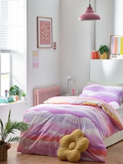 Multi Ombre Wave Printed Polycotton Duvet Cover and Pillowcase Bedding - Image 3 of 5