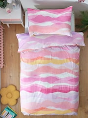 Multi Ombre Wave Printed Polycotton Duvet Cover and Pillowcase Bedding - Image 4 of 5