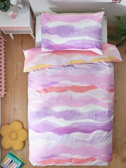 Multi Ombre Wave Printed Polycotton Duvet Cover and Pillowcase Bedding - Image 5 of 5