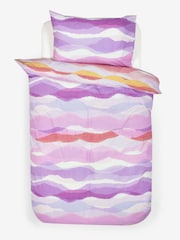 Multi Ombre Wave Printed Polycotton Duvet Cover and Pillowcase Bedding - Image 6 of 8