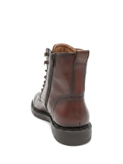 Jones Bootmaker Dark Brown Leather Davide Leather Wide-Fit Military Boots - Image 3 of 6
