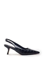 Чорний - Moda in Pelle Gasella Square Toe Kitten Heel Slingback - Image 1 of 4