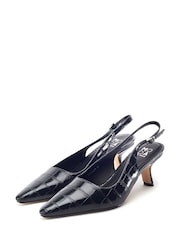 Чорний - Moda in Pelle Gasella Square Toe Kitten Heel Slingback - Image 2 of 4