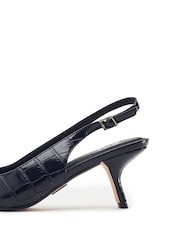 Чорний - Moda in Pelle Gasella Square Toe Kitten Heel Slingback - Image 3 of 4