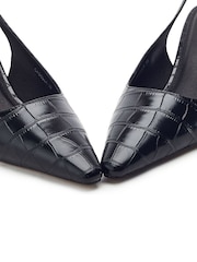 Чорний - Moda in Pelle Gasella Square Toe Kitten Heel Slingback - Image 4 of 4
