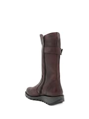 أحمر عنابي - Jones Bootmaker Edita2 Leather Long Boots - صورة 3 من 6