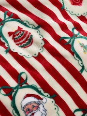Catherine Lansfield Red Christmas Vintage Stripe Cosy Fleece Blanket Throw - Image 3 of 3
