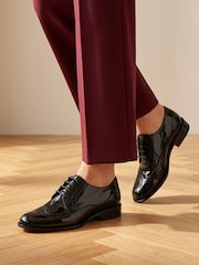 Jones Bootmaker Black Lizbeth Patent Leather Brogues - Image 1 of 6