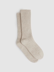 Reiss Oatmeal Carmen Wool Blend Ribbed Socks - Image 1 of 3