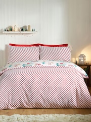 Catherine Lansfield wendbares Bettbezug- und Kissenbezug-Set mit Weihnachten Mouse Town Motiv - Bild 2 von 4