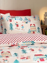 Catherine Lansfield wendbares Bettbezug- und Kissenbezug-Set mit Weihnachten Mouse Town Motiv - Bild 3 von 4
