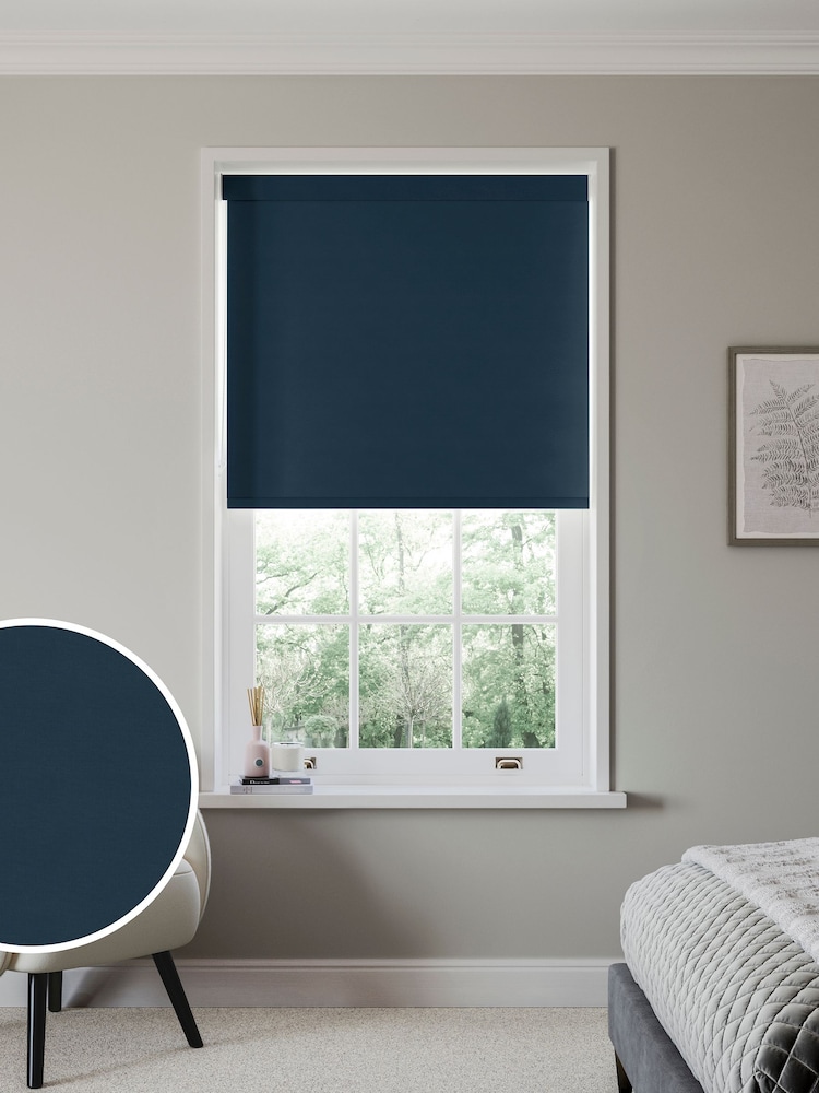 Ink Blue Glow Made to Measure Blackout Roller Blind - Image 1 of 6
