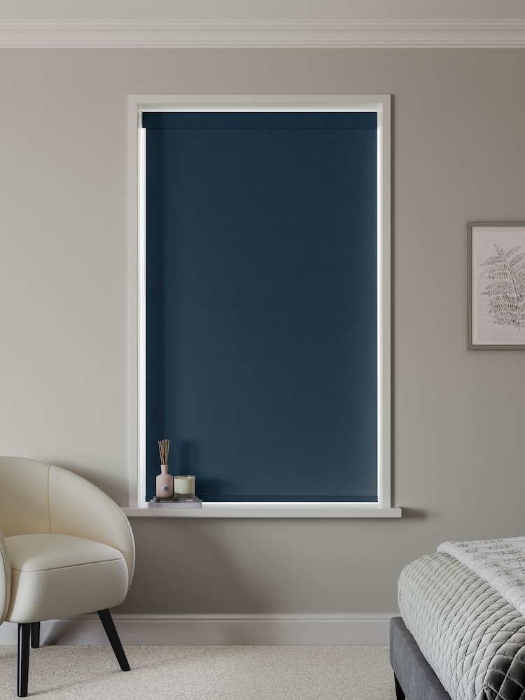 Ink Blue Glow Made to Measure Blackout Roller Blind - Image 2 of 6