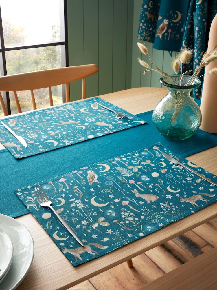 Catherine Lansfield Green Enchanted Twilight Animals Cotton Dining Placemat - Image 1 of 2 Catherine Lansfield Green Enchanted Twilight Animals Cotton Dining Placemat - Image 1 of 2